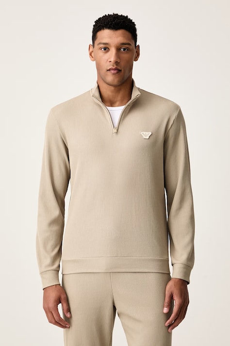Emporio Armani Underwear Bluza lounge męska z bawełną beżowa EM005780 AF25051
