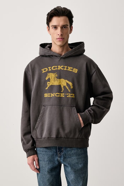 Dickies Bluza z kapturem męska z bawełną szara DK0A8CHYBLK1