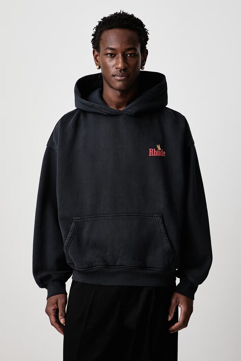 RHUDE American Spirit кофта з капюшоном бавовняна чоловіча чорна RHFW26HO02012