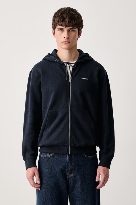Guess Jeans Dukserica sa kapuljačom za muškarce s pamukom mornarsko plava M6BQ05 K5406
