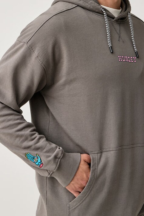 Hurley Bluza oversize męska bawełniana Etam Psico szara MFTEUET0004