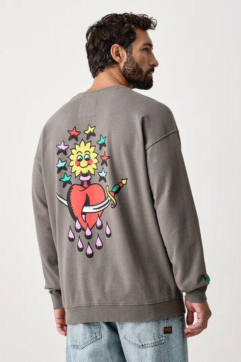 Hurley Bluza oversize męska bawełniana Etam Sun szara MFTEUET0003