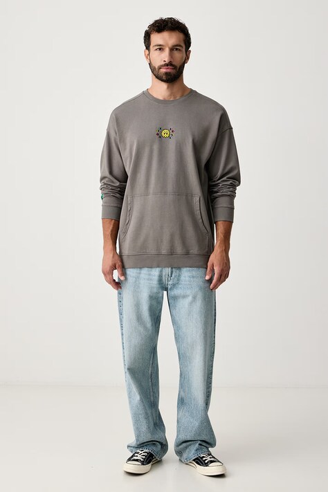 Hurley Bluza oversize męska bawełniana Etam Sun szara MFTEUET0003