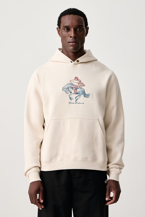 Hurley Bluza z kapturem męska z bawełną Outlaw Snap beżowa HFA26MMFT13319