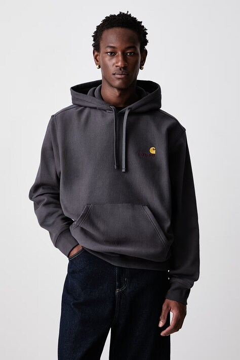 Carhartt WIP American Script bluza z kapturem z bawełną męska szara I028279.87XX