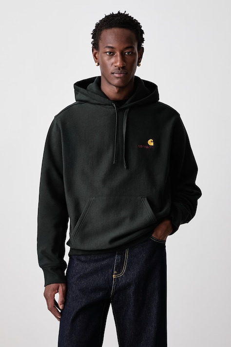 Carhartt WIP American Script bluza z kapturem z bawełną męska zielona I028279.3T6XX