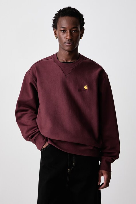 Carhartt WIP American Script кофта з бавовною чоловіча бордо I025475.826XX