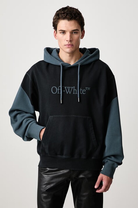 Off-White Negative Big Bookish Regular hanorac cu glugă din bumbac pentru bărbați gri 44MBB12NF26F001460