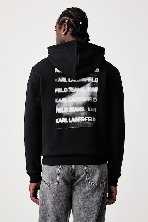 Karl Lagerfeld Jeans Mikina s kapucňou pánska s bavlnou čierna B4M20023