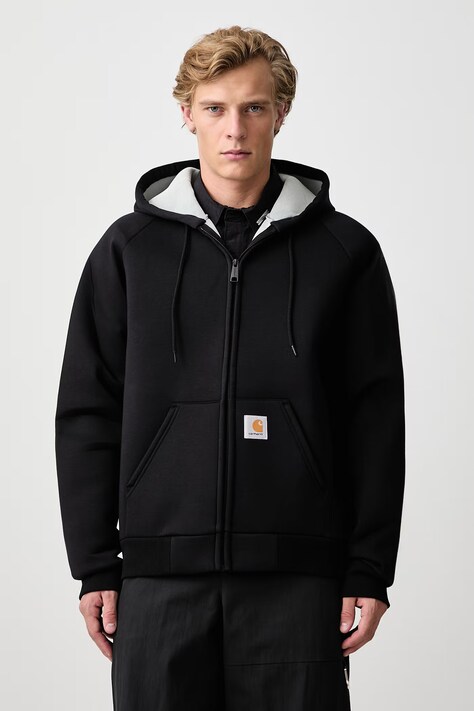 Carhartt WIP Car-Lux Hooded Jacket bluza rozpinana z kapturem z bawełną męska czarna I032935