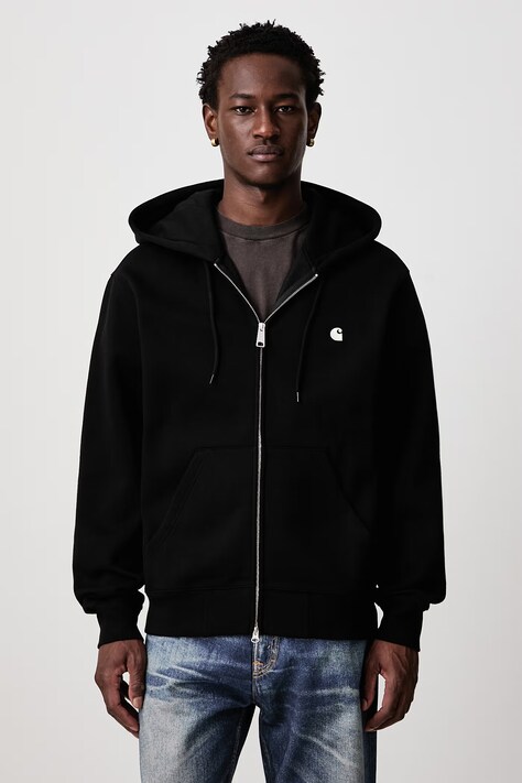 Carhartt WIP Hooded Mack Jacket bluza rozpinana z kapturem z bawełną męska czarna I037102