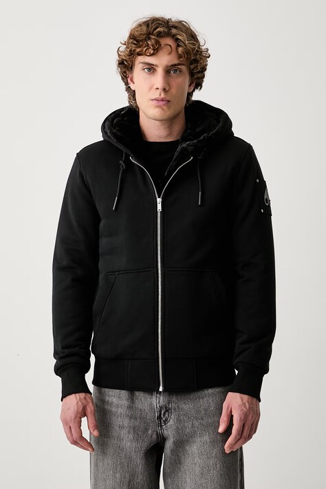MOOSE KNUCKLES bluza rozpinana z kapturem z bawełną czarna M32MS600