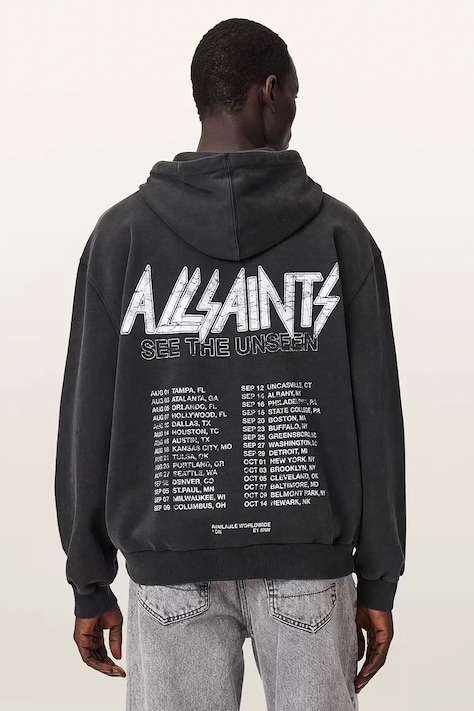 AllSaints bluza z kapturem męska bawełniana CHROMIUM czarna M001NF
