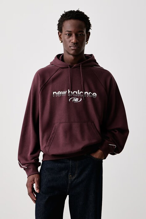 New Balance Bluza z kapturem męska z bawełną czerwona MT62W318YLR