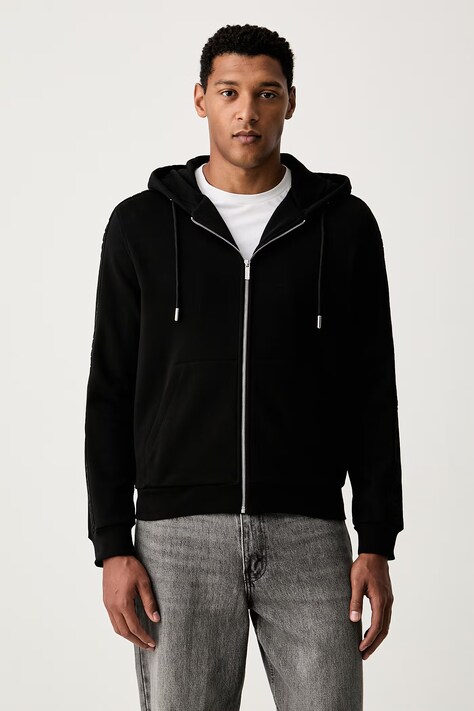 Karl Lagerfeld bluza rozpinana męska z bawełną czarna 564910.705007