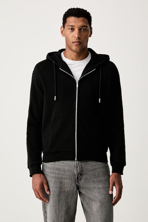 Karl Lagerfeld mikina na zips pánska s bavlnou čierna 564910.705007