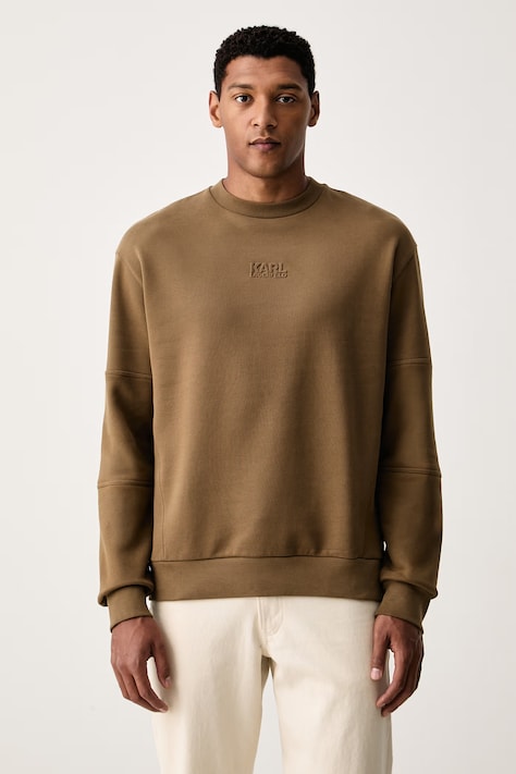 Karl Lagerfeld bluza oversize męska z bawełną brązowa 564908.705104