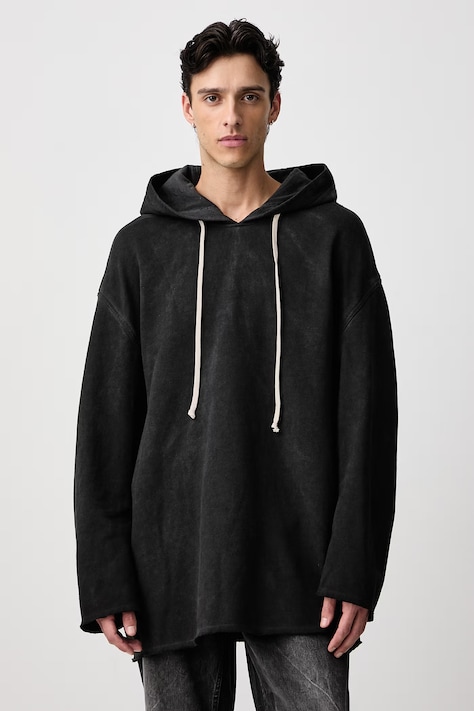 Rick Owens DRKSHDW Peter hanorac cu glugă din bumbac pentru bărbați negru DU02F6280 FDP