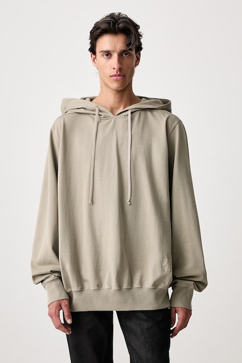 Rick Owens DRKSHDW Oversized mikina s kapucňou bavlnená pánska béžová DU02F6262 RIGP