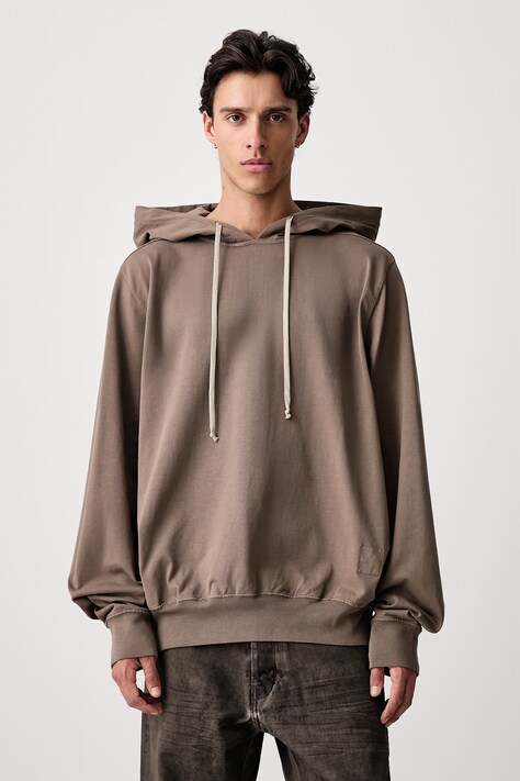 Rick Owens DRKSHDW Oversized mikina s kapucňou bavlnená pánska sivá DU02F6262 RIGP