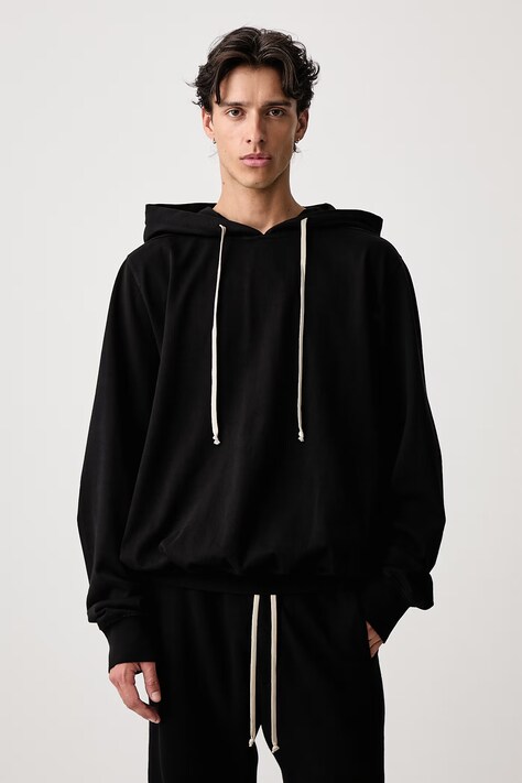 Rick Owens DRKSHDW Oversized mikina s kapucňou bavlnená pánska čierna DU02F6262 RIGP
