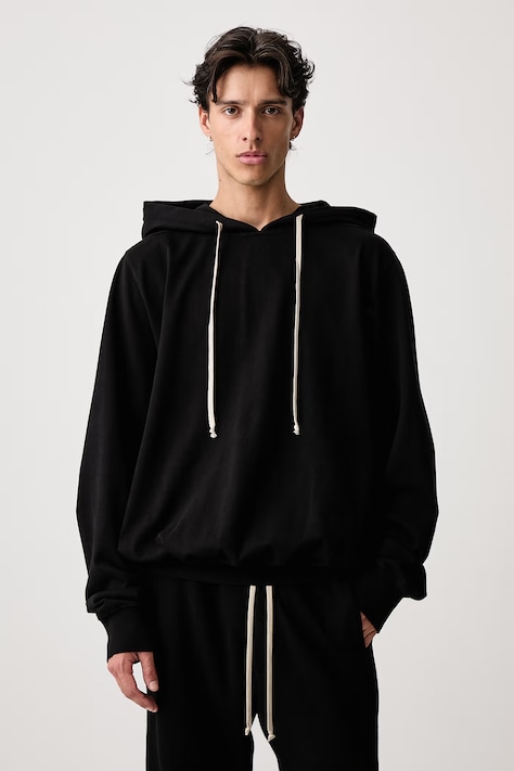 Rick Owens DRKSHDW Oversized mikina s kapucňou bavlnená pánska čierna DU02F6262 RIGP