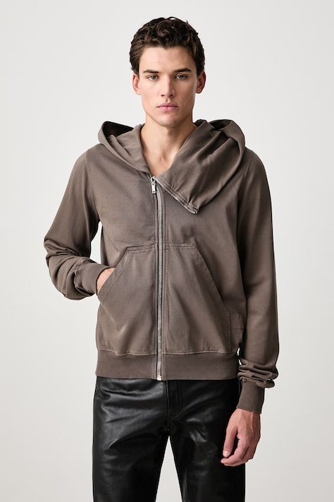 Rick Owens DRKSHDW Mountain суичър с цип и качулка от памук мъжки сив DU02F6286 RIG