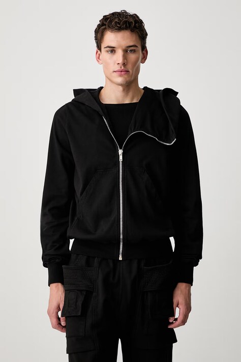 Rick Owens DRKSHDW Mountain mikina na zips s kapucňou bavlnená pánska čierna DU02F6286 RIG