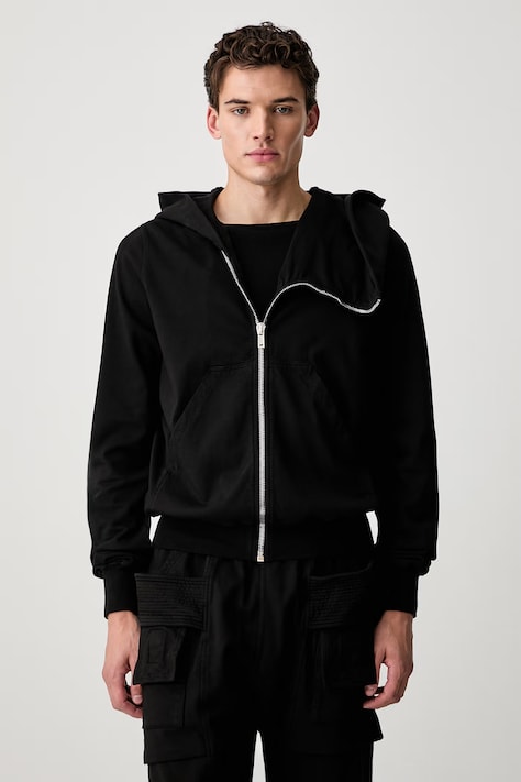 Rick Owens DRKSHDW Mountain mikina na zips s kapucňou bavlnená pánska čierna DU02F6286 RIG