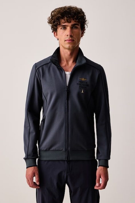 Aeronautica Militare Bluza rozpinana męska z wiskozą niebieska FE2138UF00691