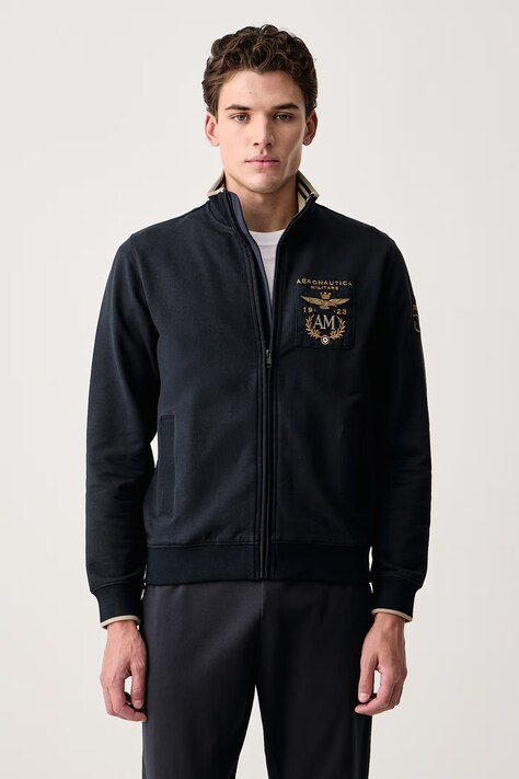 Aeronautica Militare Bluza rozpinana męska z bawełną granatowa FE2136UF00662