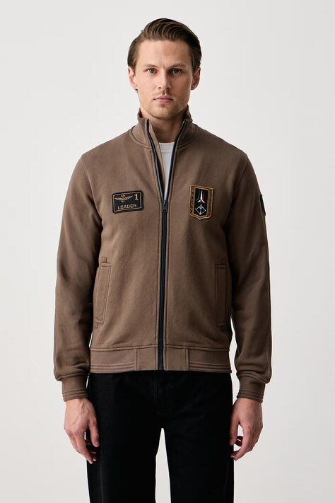 Aeronautica Militare Bluza rozpinana męska bawełniana brązowa FE2130UF00689