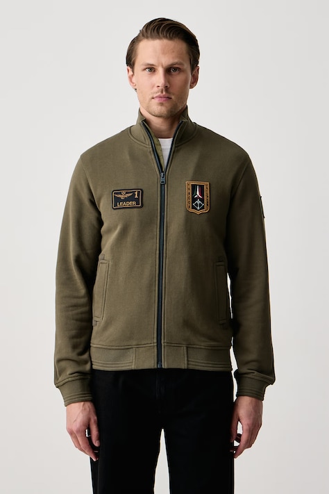 Aeronautica Militare Bluza rozpinana męska bawełniana zielona FE2130UF00689