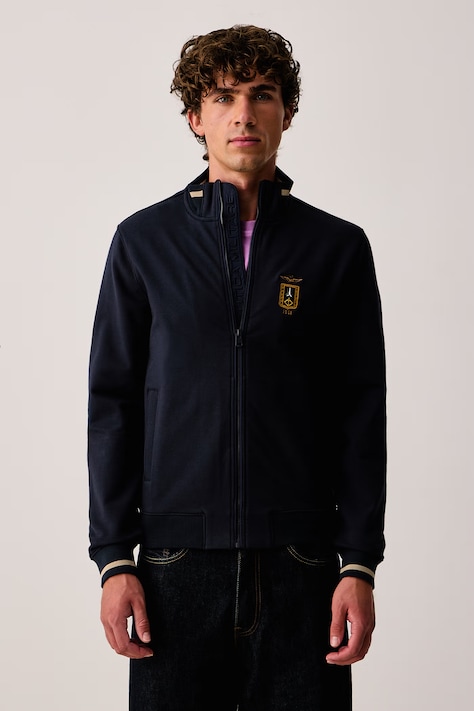 Aeronautica Militare Bluza rozpinana męska bawełniana z elastanem granatowa FE2089UF00662