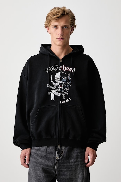 Vetements Vetements x Motorhead bluza rozpinana z kapturem bawełniana męska czarna MH27ZU241B