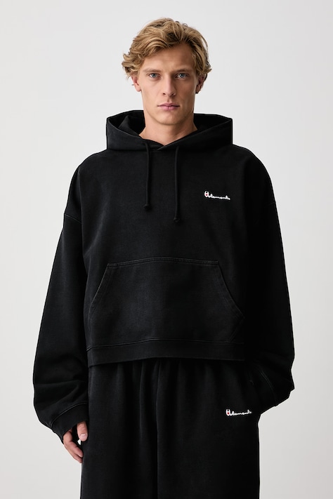 Vetements Athletic Logo bluza z kapturem bawełniana męska czarna MH27HD226B