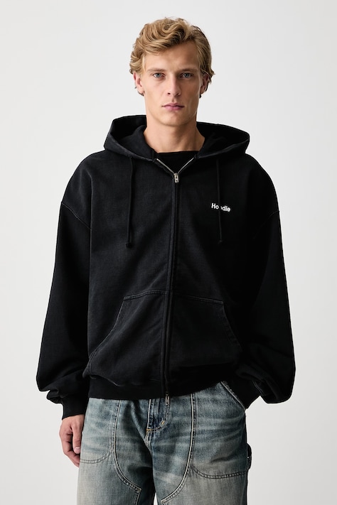 Vetements Embroidered Definition bluza rozpinana z kapturem bawełniana męska czarna MH27ZU222B