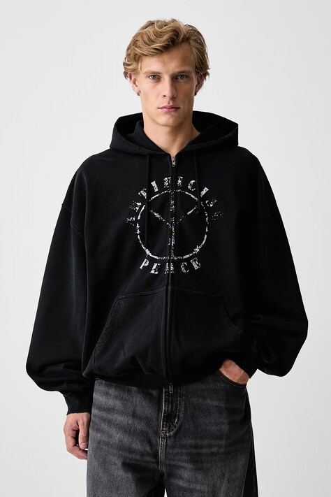 Vetements Artificial Peace bluza rozpinana z kapturem bawełniana męska czarna MH27ZU190B