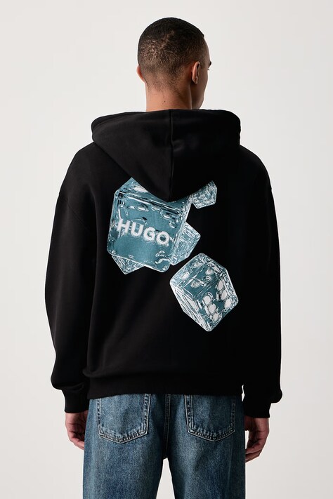 HUGO Mikina s kapucňou pánska bavlnená Dewerhood čierna 50568581