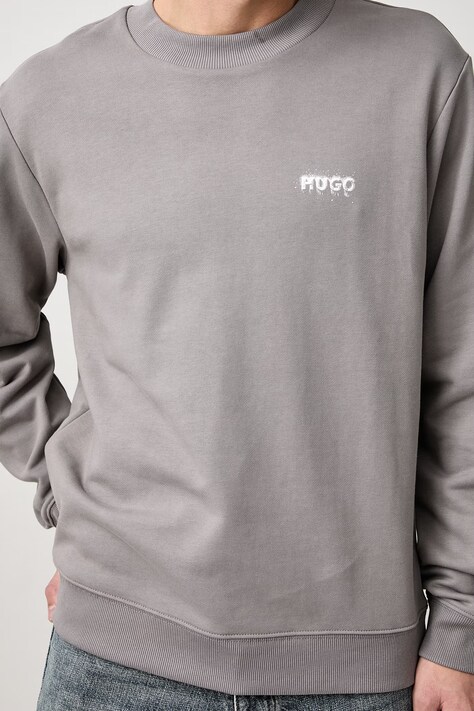 HUGO Blue кофта чоловіча бавовняна Nodacrew — AW26-BLMZBF, сірий — фото 4