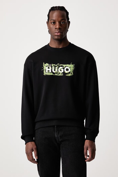HUGO Blue Mikina pánská bavlněná Niviocrew černá 50567962