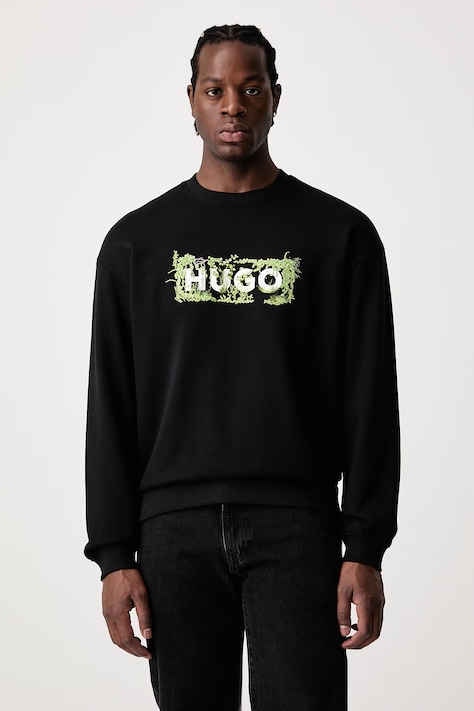 HUGO Blue Кофта для мужчин из хлопка Niviocrew чёрная 50567962