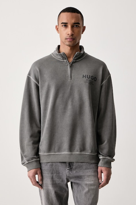 HUGO Blue Bluza męska bawełniana Nevezip szara 50567881