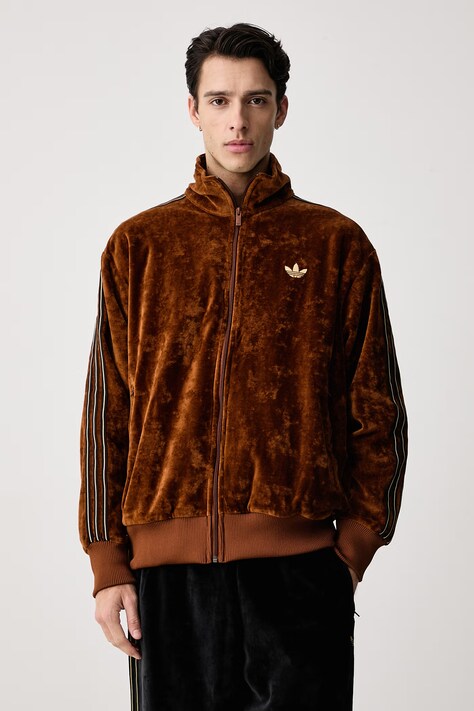 adidas Originals Bluza rozpinana męska welurowa Firebird Velour brązowa KS7459