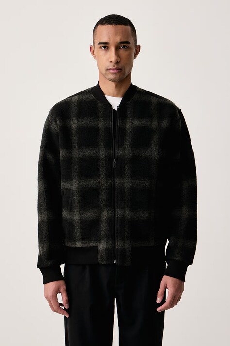 BOSS Orange Bomber jakna za muškarce s dodatkom vune Ze_CheckBomber crna 50569476