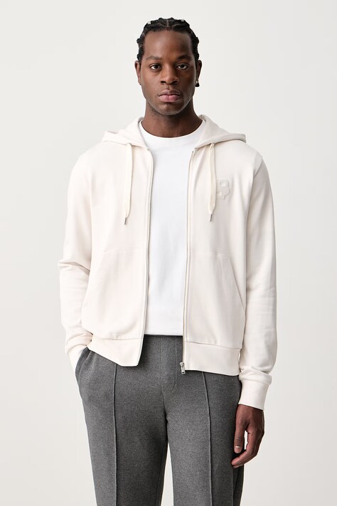 BOSS Bluza rozpinana z kapturem męska bawełniana C-Silva beżowa 50574278