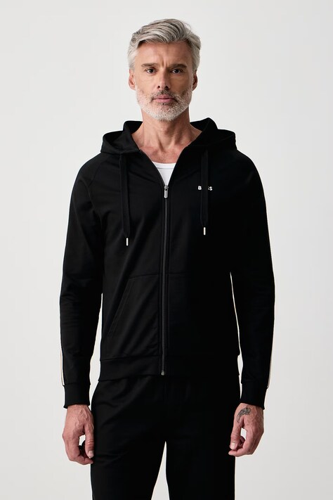 BOSS Mikina loungewear pánska bavlnená Iconic Hooded Jacket čierna 50571159