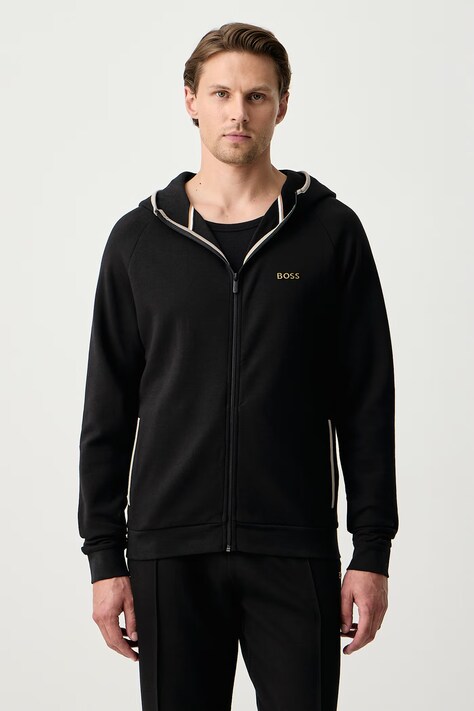 BOSS Hanorac de loungewear pentru bărbați cu bumbac Sense Hooded Jacket negru 50566916