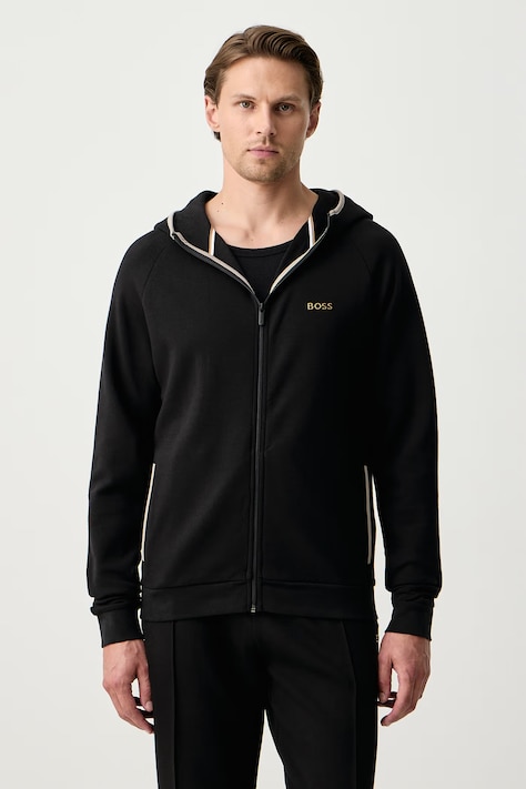 BOSS Hanorac de loungewear pentru bărbați cu bumbac Sense Hooded Jacket negru 50566916