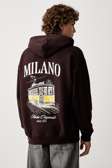 adidas Originals bluza oversize męska z bawełną Milan brązowa LG9394